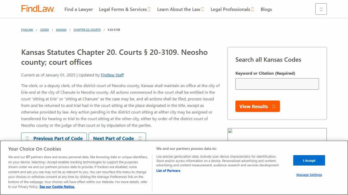 Kansas Statutes Chapter 20. Courts § 20-3109 FindLaw
