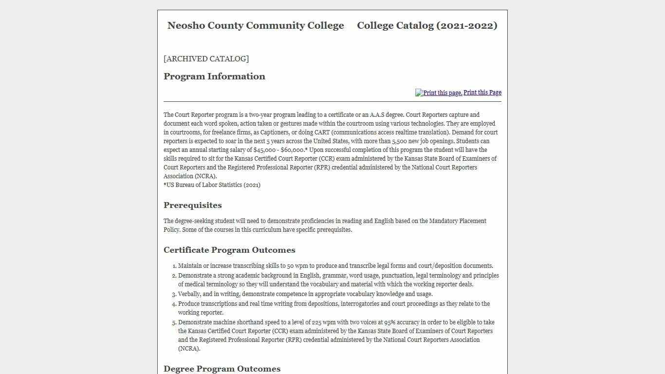 Program Information - Neosho County Community College